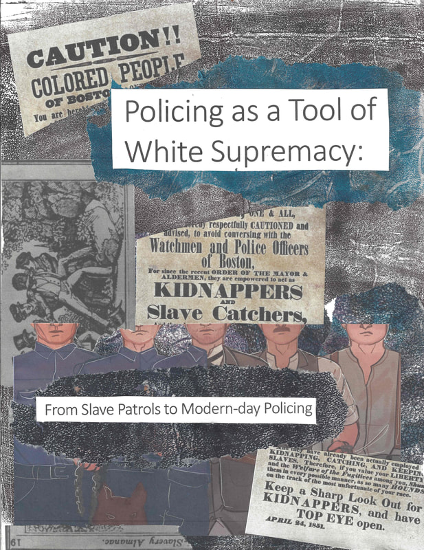The cover of Policing as a Tool of White Supremacy. Ragged newspaper clips show headlines like 